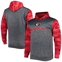 Chandail à capuchon en molleton raglan Big & Tall Georgia Bulldogs Heather Charcoal pour homme