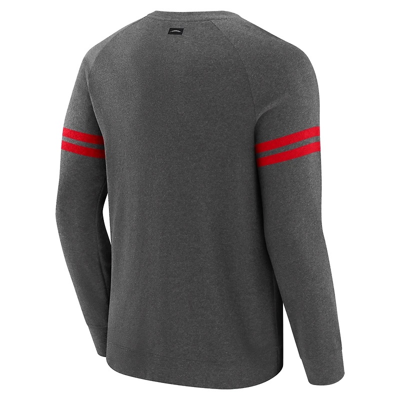 Sweat-shirt gris à manches raglan tri-blend pour homme J. Palmer Georgia Bulldogs