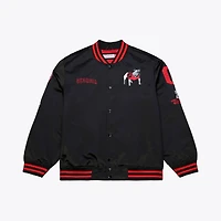 Veste Mitchell & Ness noire pour homme, modèle Georgia Bulldogs, à double pochette, en satin léger et fermeture boutons-pression.