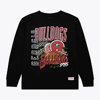 Sweat-shirt à col rond en polaire Mitchell & Ness noir Georgia Bulldogs pour homme