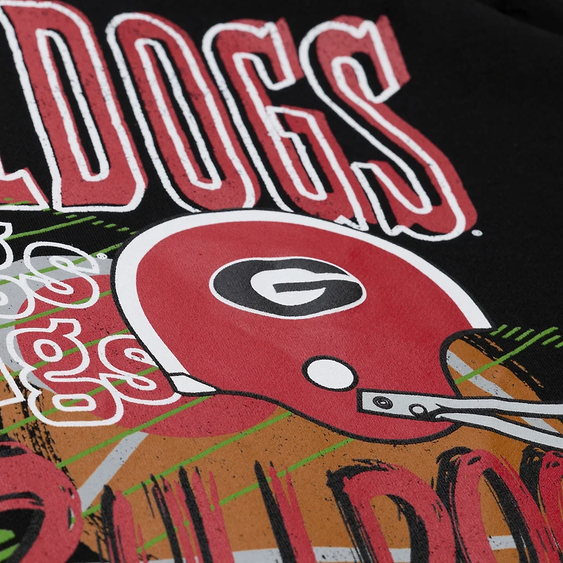 Men's Mitchell & Ness  Black Georgia Bulldogs Half Time Fleece Crewneck Sweatshirt