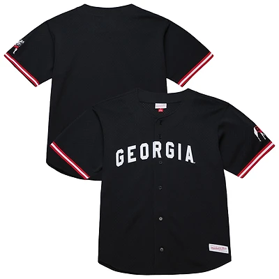 Men's Mitchell & Ness Black Georgia Bulldogs On The Clock Full-Button Fashion Jersey
