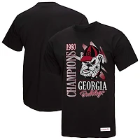 T-shirt noir délavé Georgia Bulldogs Retro Brush Mineral Wash pour homme de Mitchell & Ness