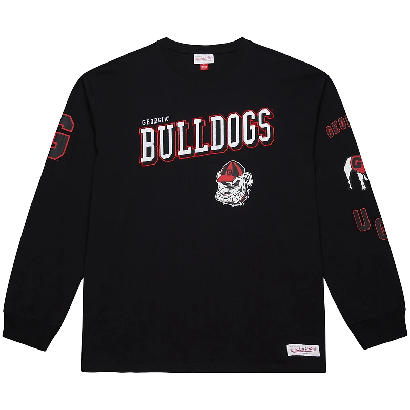 T-shirt à manches longues noir Mitchell & Ness pour homme, motif camp d'entraînement des Georgia Bulldogs