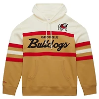 Men's Mitchell & Ness Cream Georgia Bulldogs Big Tall Head Coach Pullover Hoodie