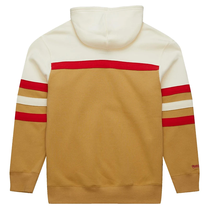 Men's Mitchell & Ness Cream Georgia Bulldogs Big Tall Head Coach Pullover Hoodie