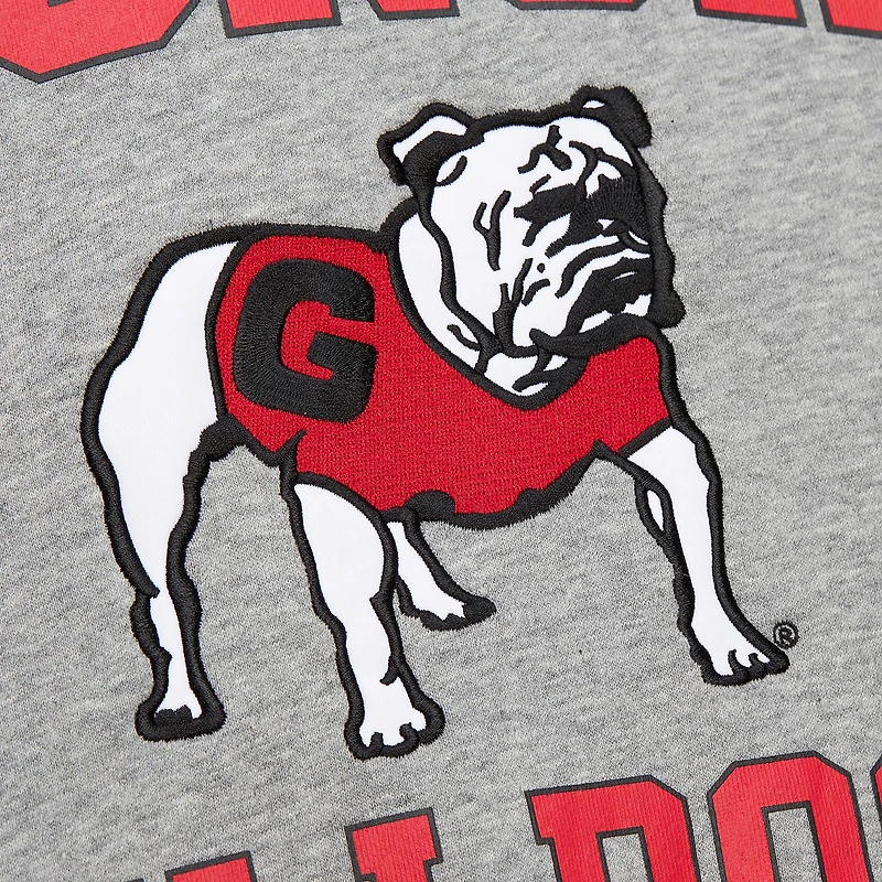 Sweat-shirt Throwback Allover 4.0 Mitchell & Ness pour hommes, gris chiné, Georgia Bulldogs