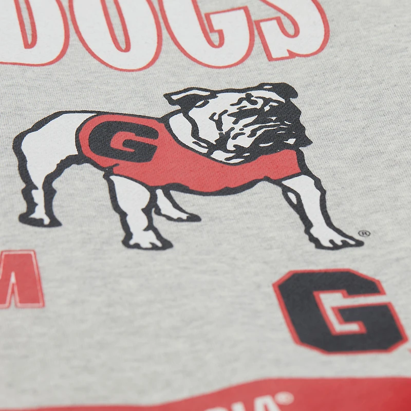 Men's Mitchell & Ness Heather Gray Georgia Bulldogs All Over Print Sweatshirt