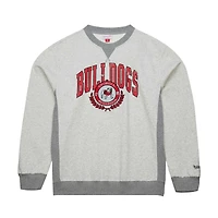 Men's Mitchell & Ness Heather Gray Georgia Bulldogs Arched Fleece Crewneck Pullover Sweatshirt