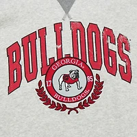 Men's Mitchell & Ness Heather Gray Georgia Bulldogs Arched Fleece Crewneck Pullover Sweatshirt