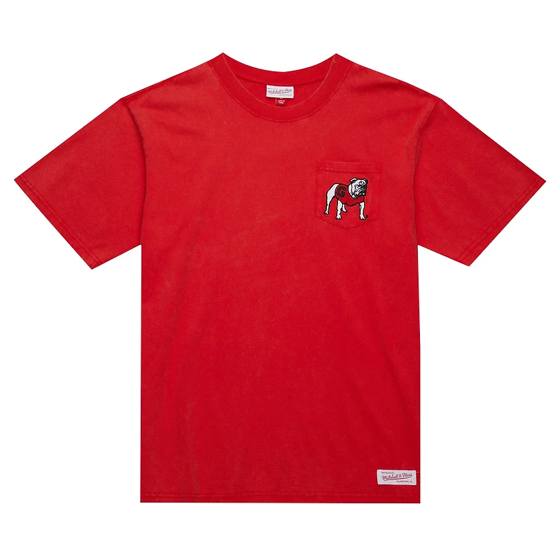 T-shirt à manches longues pour homme Mitchell & Ness Red Georgia Bulldogs Fade Away Premium