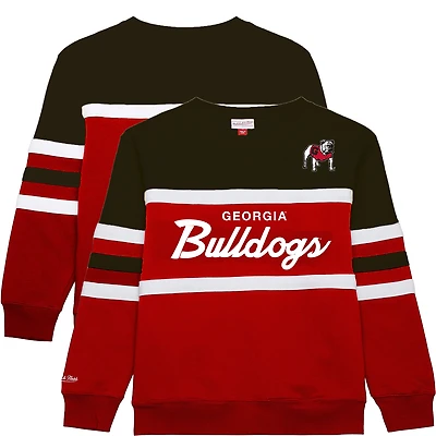 Sweat-shirt en molleton rouge Georgia Bulldogs pour homme avec logo vintage de grande taille Mitchell & Ness Head Coach