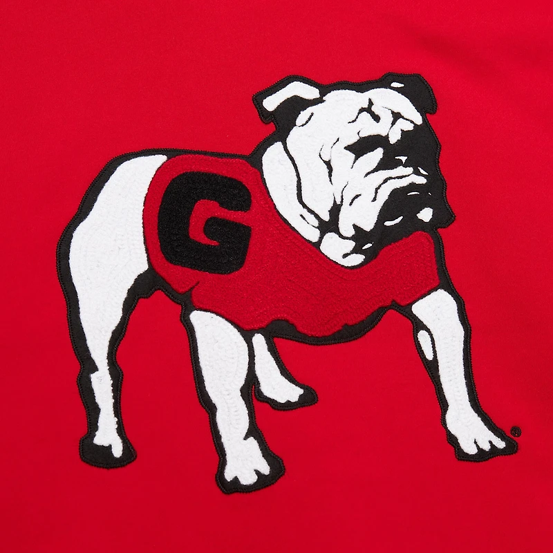 Men's Mitchell & Ness Red Georgia Bulldogs Chainstich Fleece Pullover Hoodie