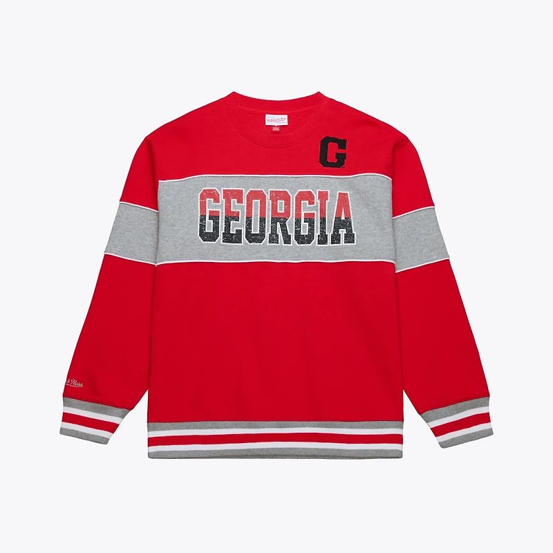 Men's Mitchell & Ness Red Georgia Bulldogs Fleece Sweatshirt