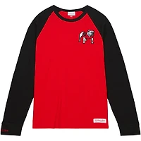 T-shirt à manches longues raglan flammé légendaire des Georgia Bulldogs de Mitchell & Ness pour hommes, rouge