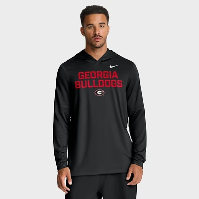 T-shirt à capuche et manches longues Nike Georgia Bulldogs 2025 Sideline Dri-FIT pour homme, noir