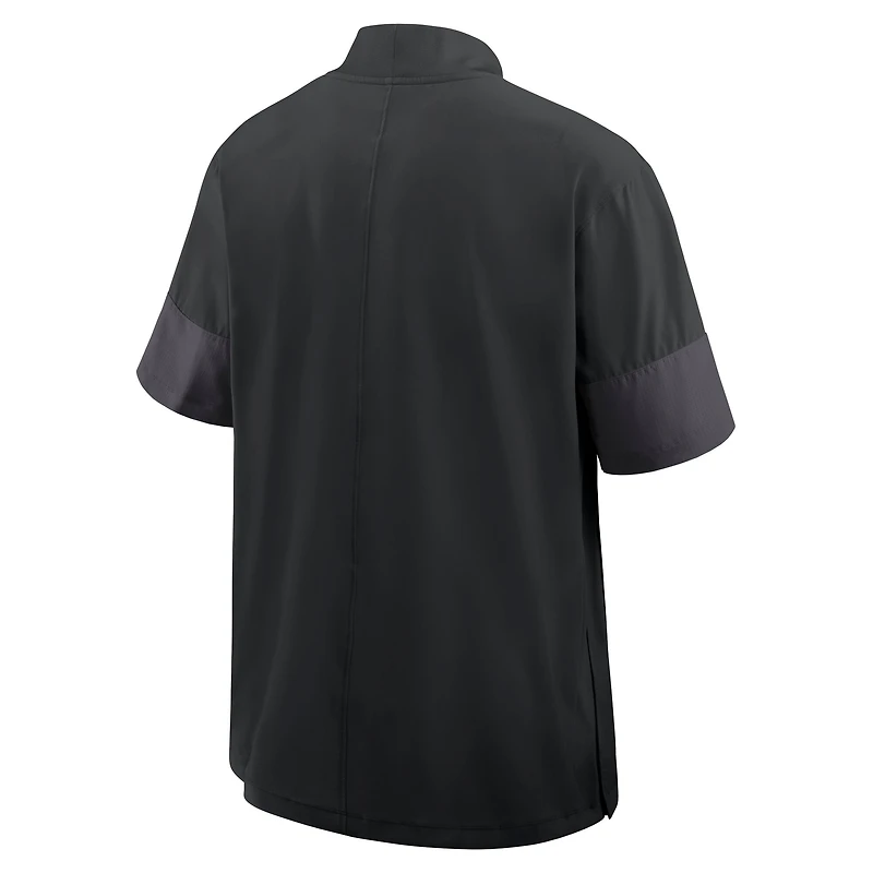 Men's Nike Black Georgia Bulldogs 2025 Sideline Short Sleeve Quarter-Zip Dri-FIT Coach Jacket