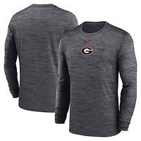 T-shirt Nike noir à manches longues Georgia Bulldogs 2025 Sideline Velocity Dri-FIT pour homme