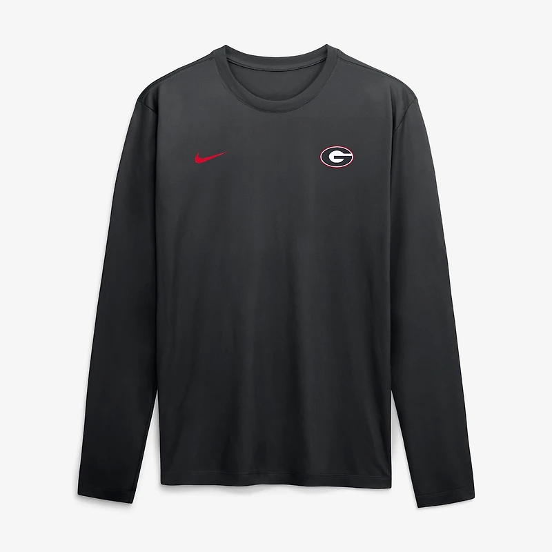 Men's Nike Black Georgia Bulldogs 2026 Sideline Small Logo Legend Dri-FIT Long Sleeve T-Shirt