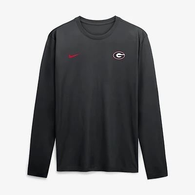 Men's Nike Black Georgia Bulldogs 2026 Sideline Small Logo Legend Dri-FIT Long Sleeve T-Shirt