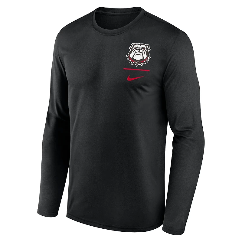 T-shirt Nike à manches longues pour homme Georgia Bulldogs Alternate Logo Lockup Legend Performance Rouge