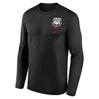 T-shirt Nike à manches longues pour homme Georgia Bulldogs Alternate Logo Lockup Legend Performance Rouge