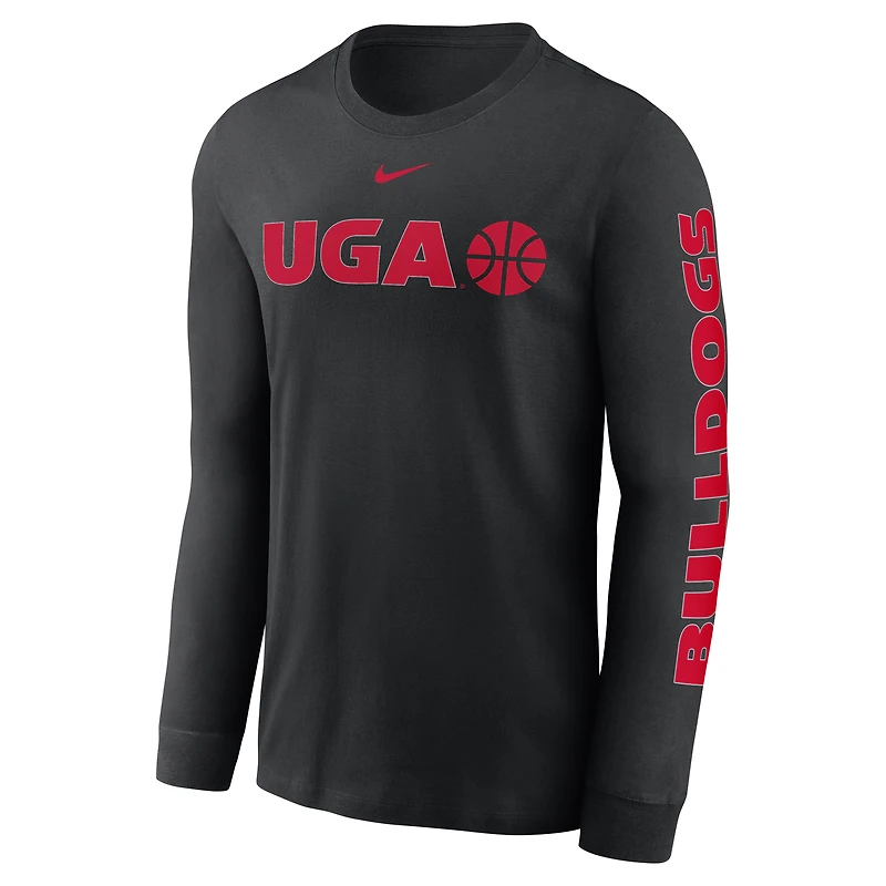 Men's Nike  Black Georgia Bulldogs Basketball Icon Two-Hit Long Sleeve T-Shirt