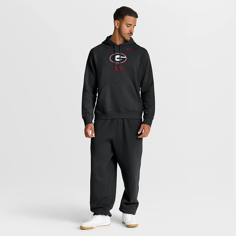 Men's Nike Black Georgia Bulldogs Basketball Two-Hit Club Fleece Pullover Hoodie