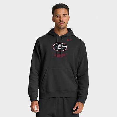 Men's Nike Black Georgia Bulldogs Basketball Two-Hit Club Fleece Pullover Hoodie