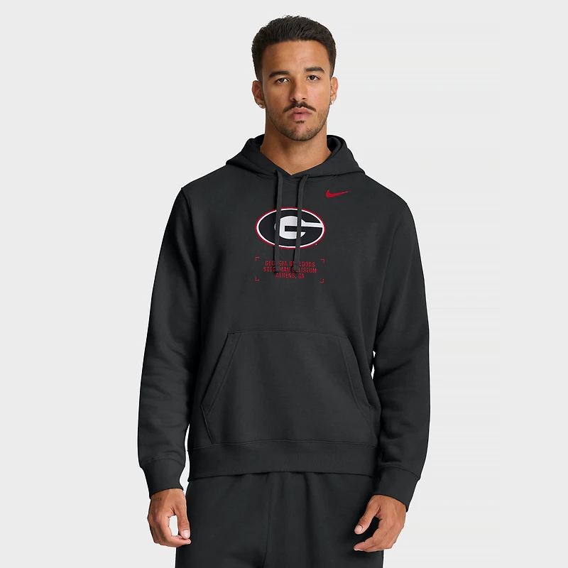 Men's Nike Black Georgia Bulldogs Basketball Two-Hit Club Fleece Pullover Hoodie