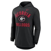 T-shirt à capuche manches longues Nike Georgia Bulldogs Classic Arch Tri-Blend Performance pour homme, noir