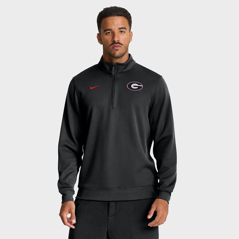 Pull-over Nike Georgia Bulldogs Coaches Premium Dri-FIT à demi-zip noir pour homme