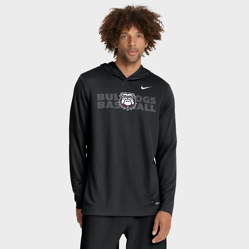 T-shirt à capuche manches longues Nike Georgia Bulldogs Dugout Dri-FIT pour homme, noir