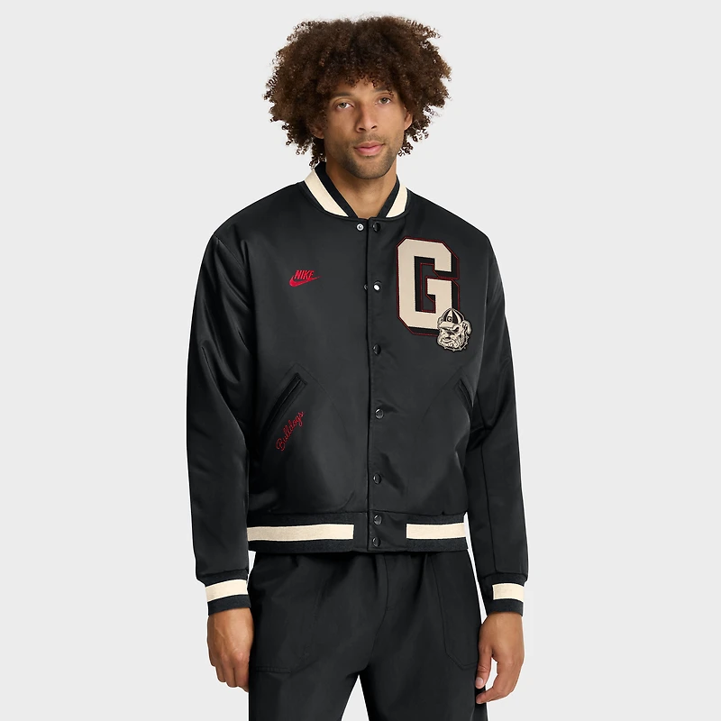 Men's Nike Black Georgia Bulldogs Legacy Full-Snap Bomber Jacket