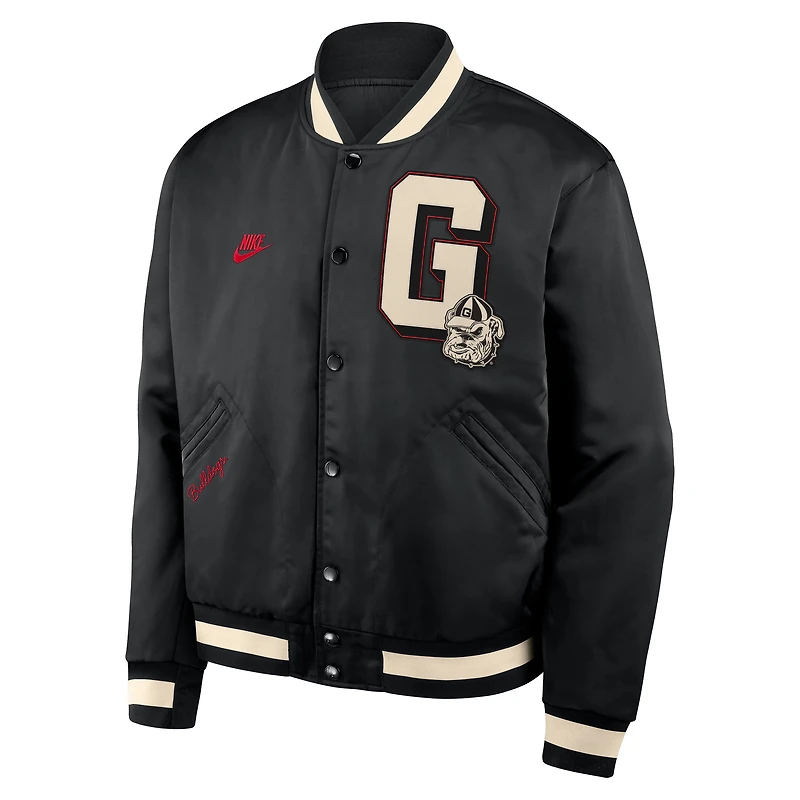 Men's Nike Black Georgia Bulldogs Legacy Full-Snap Bomber Jacket