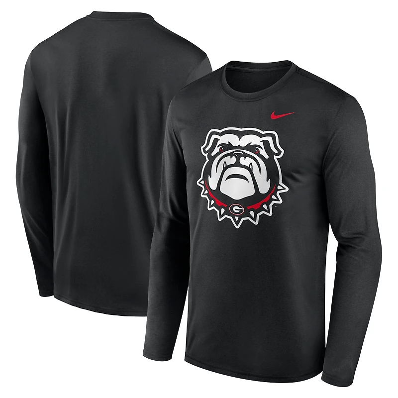T-shirt Nike noir à manches longues pour homme Georgia Bulldogs Primetime Alternate Logo Legend Performance