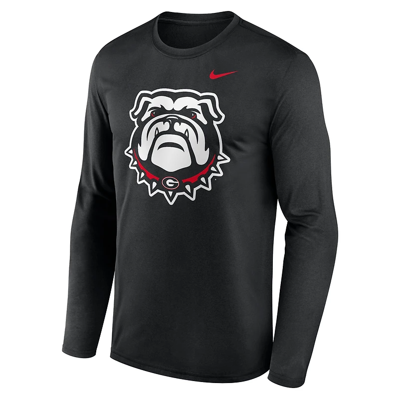 T-shirt Nike noir à manches longues pour homme Georgia Bulldogs Primetime Alternate Logo Legend Performance