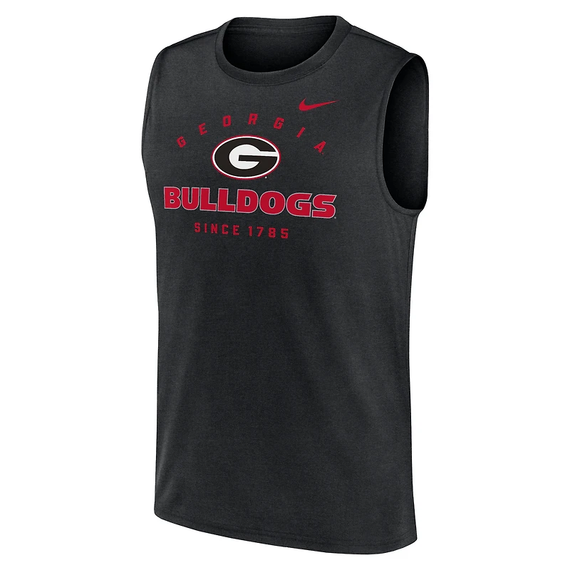 Men's Nike Black Georgia Bulldogs Primetime Legend Mascot Lock Up Performance Muscle Tank Top
