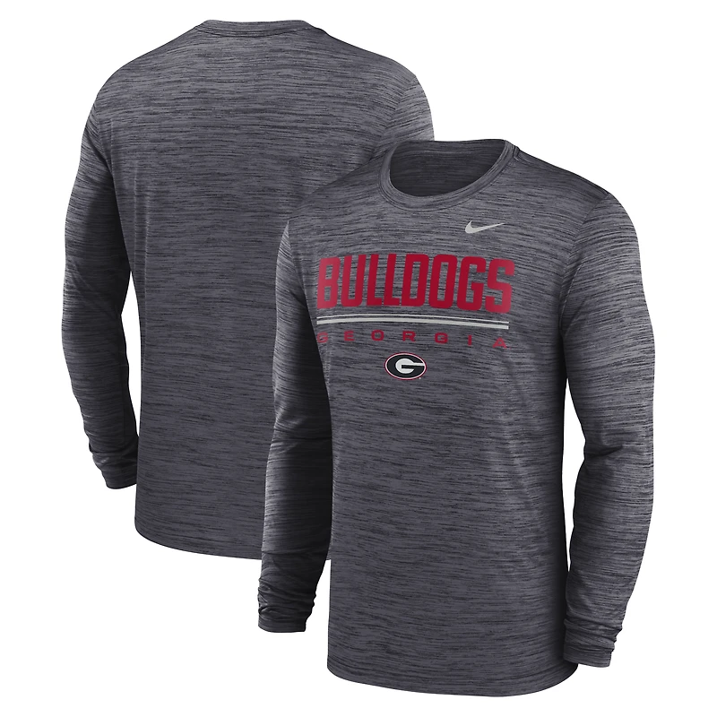 T-shirt à manches longues Nike rouge Georgia Bulldogs Sideline Velocity Dri-FIT pour homme