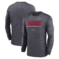 T-shirt à manches longues Nike rouge Georgia Bulldogs Sideline Velocity Dri-FIT pour homme