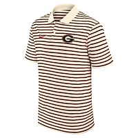 Men's Nike Cream Georgia Bulldogs Primary Logo Striped Dri-FIT Polo