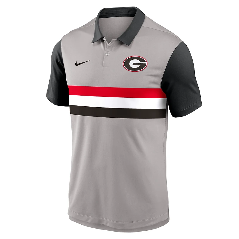 Polo Nike Vapor Dri-FIT gris/noir pour homme des Georgia Bulldogs