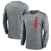Men's Nike Gray Georgia Bulldogs 2024 Sideline Velocity Performance Long Sleeve T-Shirt