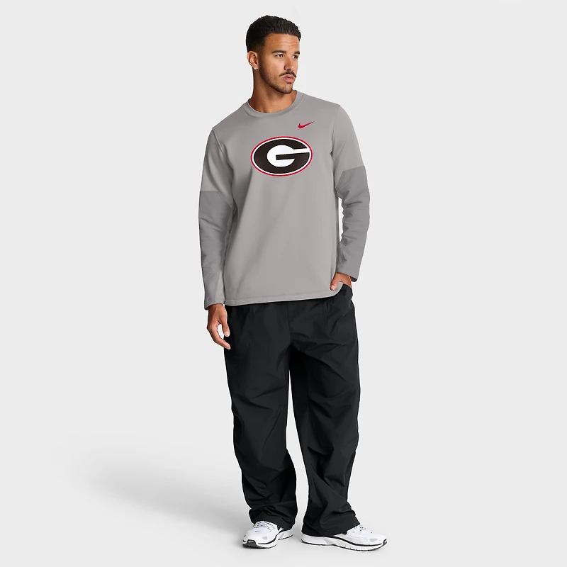 Men's Nike Gray Georgia Bulldogs 2025 Sideline Coach Therma-FIT Long Sleeve T-Shirt