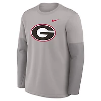 Men's Nike Gray Georgia Bulldogs 2025 Sideline Coach Therma-FIT Long Sleeve T-Shirt
