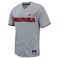 Maillot de baseball à bouton intégral Nike pour homme, gris, Georgia Bulldogs Replica