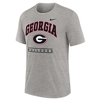 Men's Nike Heather Gray Georgia Bulldogs Arch Over Logo Tri-Blend T-Shirt