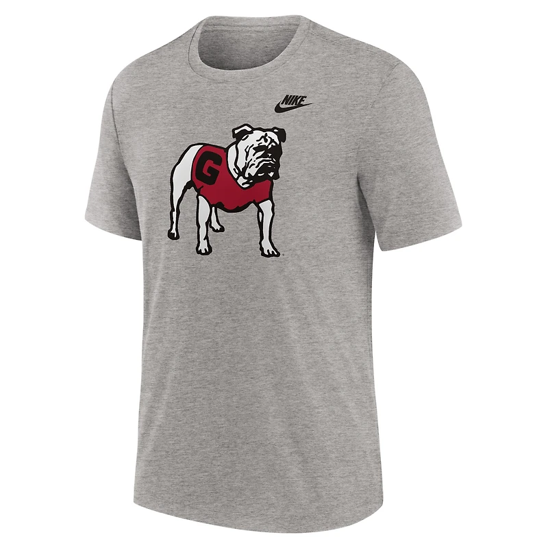 T-shirt Nike gris chiné Georgia Bulldogs Blitz Legacy Primary Tri-Blend pour homme