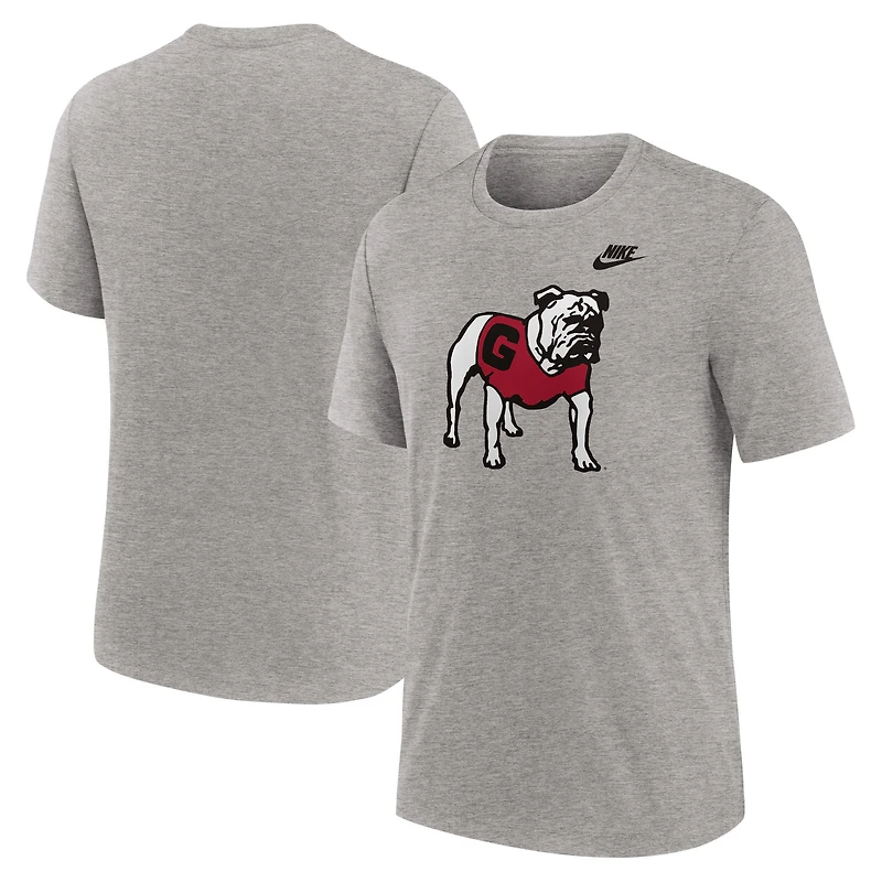 T-shirt Nike gris chiné Georgia Bulldogs Blitz Legacy Primary Tri-Blend pour homme