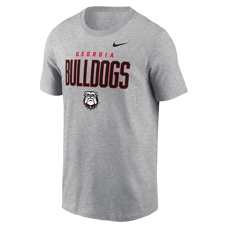 T-shirt Nike gris chiné Georgia Bulldogs Campus 2-Hit Primary Mascot pour homme